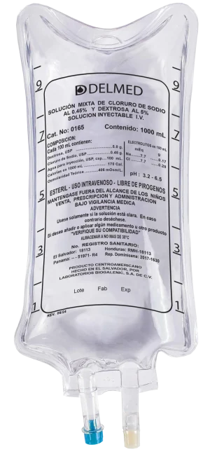Cloruro de Sodio 0.45% + Dextrosa 5% 1000 mL