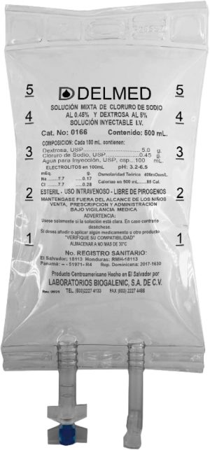 Cloruro de Sodio 0.45% + Dextrosa 5% 1000 mL